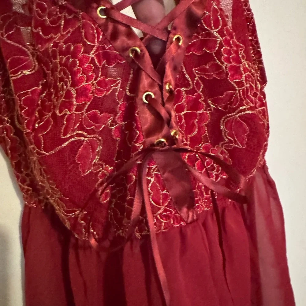 NWT Cacique Red Lace Chemise - Picture 4 of 8